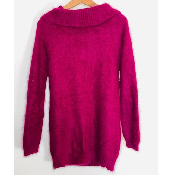 Studio J Cowl Neck Angora Sweater - Women's Size M - 70% Angora in Magenta - Picture 2 of 8